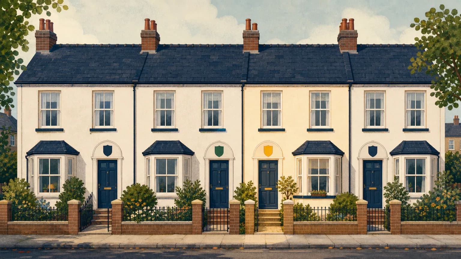 Identical terraced houses with different council tax bands, showing why a band challenge can work